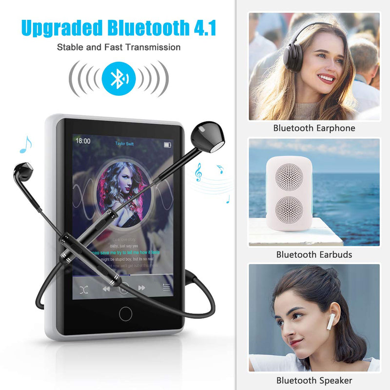  [AUSTRALIA] - Timoom 32GB Mp3 Player with Bluetooth 5.0, Upgraded 2.8" Full Touchscreen Mp4 Mp3 Player with Speaker, Portable HiFi Lossless Sound Music Player for Walking Running, Supports up to 128GB TF Card