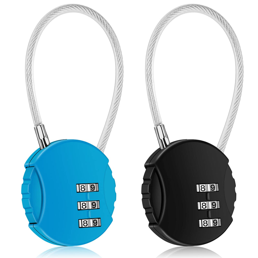  [AUSTRALIA] - CROMLL 2 Pack Combination Lock 3 Digit Outdoor Waterproof Padlock for School Gym Locker, Sports Locker, Fence, Toolbox, Gate, Case, Hasp Storage (Black&Blue) Black&blue