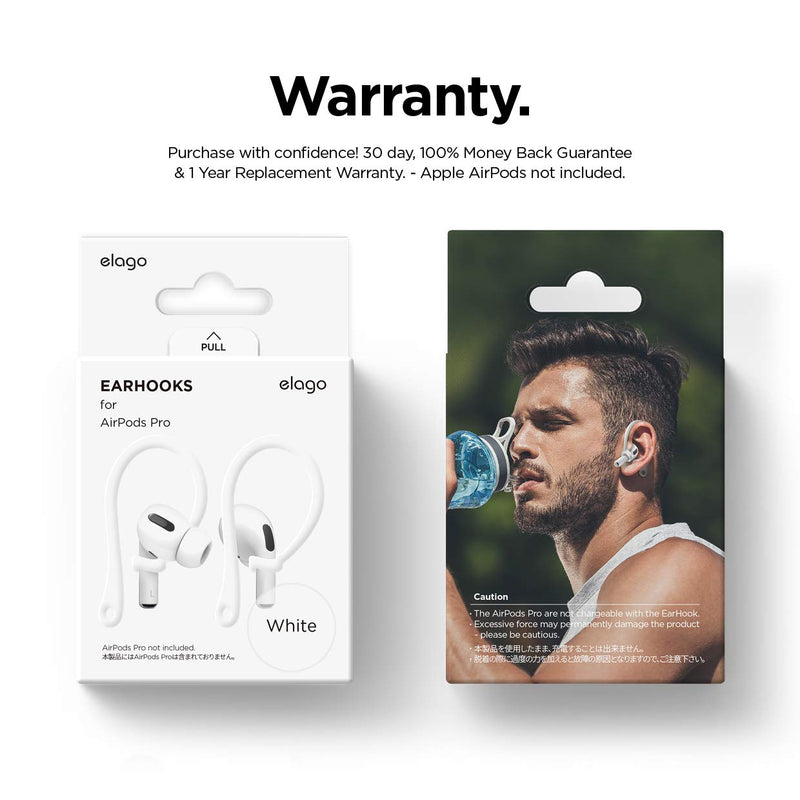 elago Ear Hooks Designed for Apple AirPods Pro and Designed for AirPods 1 & 2, Ergonomic Design, Durable TPU Construction, Full Access (White) [US Patent Registered] White - LeoForward Australia