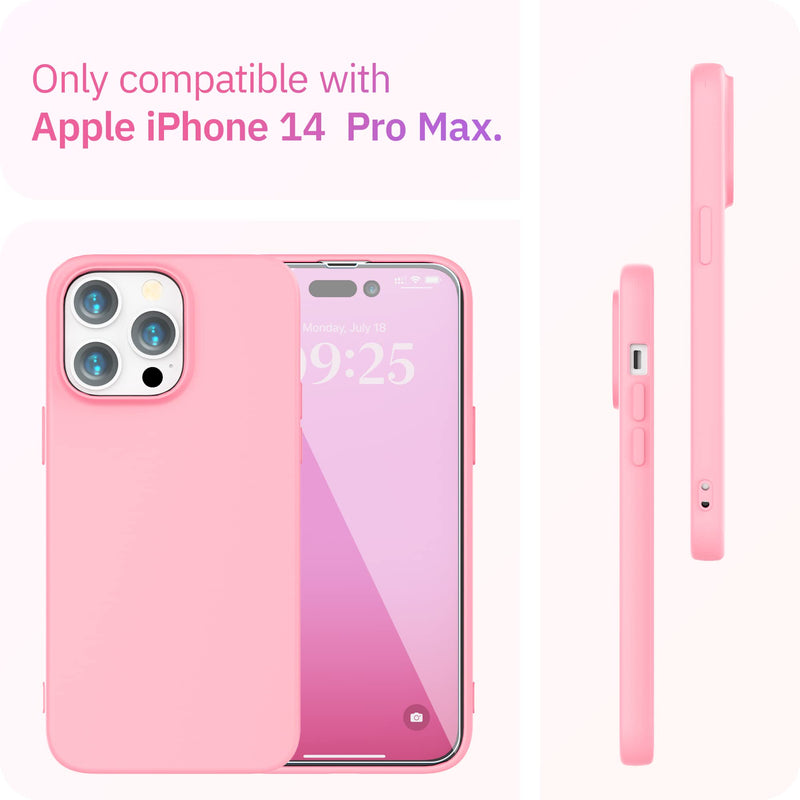  [AUSTRALIA] - JIC-Bundle - (for iPhone 14 Pro Max) - Soft Silicone Case + 2 Screen Protectors + Screen Polishing Cloth - Peach Pink