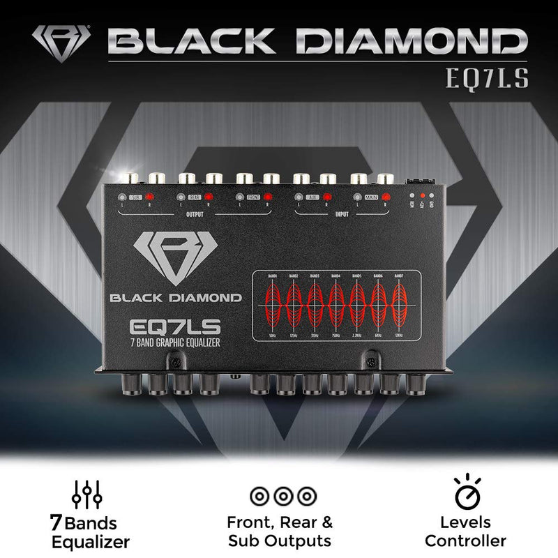 Black Diamond EQ7LS 7 1/2 DIN 7-Band Pre Amp Equalizer Car Audio EQ w/Front Rear + Sub Output - LeoForward Australia