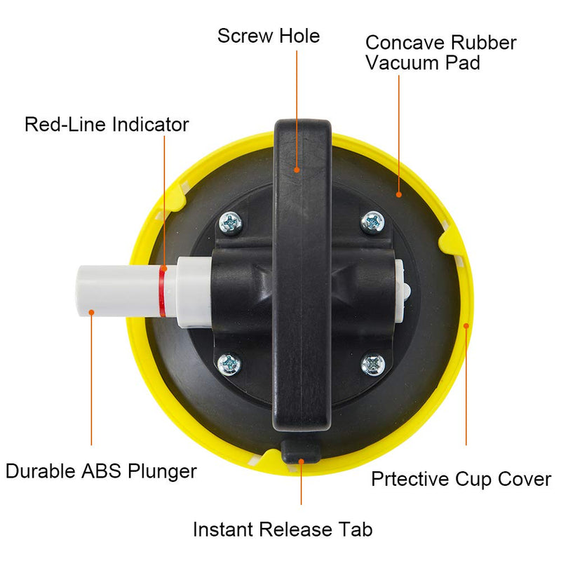  [AUSTRALIA] - IMT 4.5" Suction Cup Pump Active, T-Handle Vacuum Lifter with Concave Plate for Flat/Curved Surface 4.5"