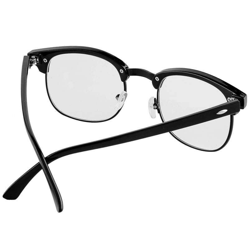 Blue Light Blocking Glasses for Women Men Classic Semi Rimless Fake Nerd Anti Blue Ray Computer Eyeglasses Bright Black/Black 52 Millimeters - LeoForward Australia