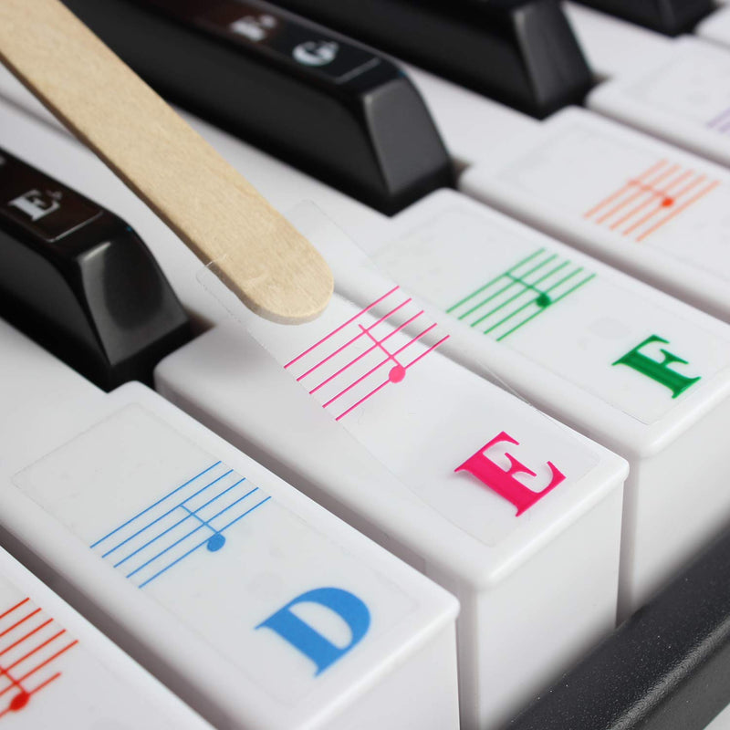 Piano Keyboard Stickers for 88/61/54/49/37 Key.Colorful Bigger Letter,Thinner Material,Transparent Removable,with Cleaning Cloth 88 Keys Large Bolded Letter Multi-Colored - LeoForward Australia