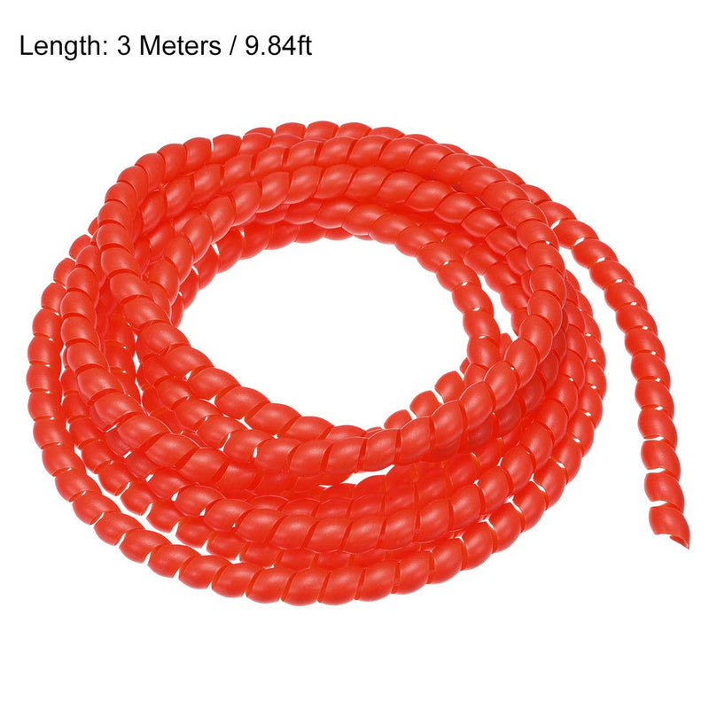  [AUSTRALIA] - uxcell Flexible Spiral Tube Wrap Cable Management Sleeve 10mm X 12mm Computer Wire Manage Cord 3 Meters Length Red