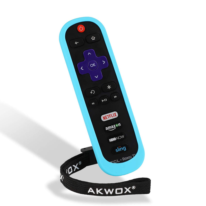 [2-Pack] AKWOX Replacement TCL Roku RC280 Remote Case - Light Weight [Anti Slip] Silicone Shockproof Protective Cover Case Only for Roku 3600R / TCL Roku RC280 TV Remote with Lanyard (Blue) - LeoForward Australia