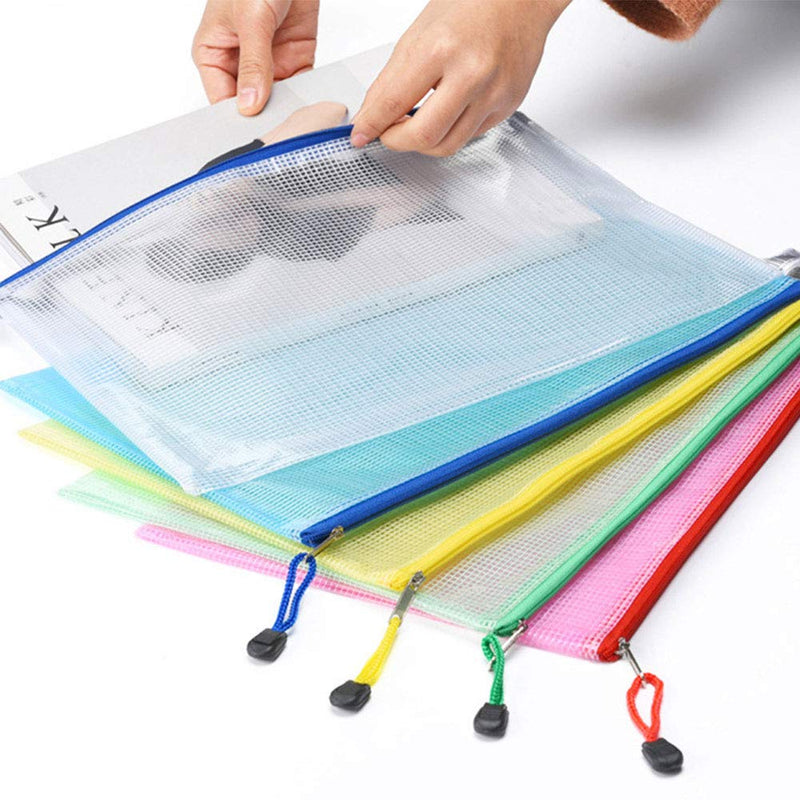  [AUSTRALIA] - 5pcs A4 Plastic Wallets Folder, Zipper Document Files Envelope Folders Pockets Bag