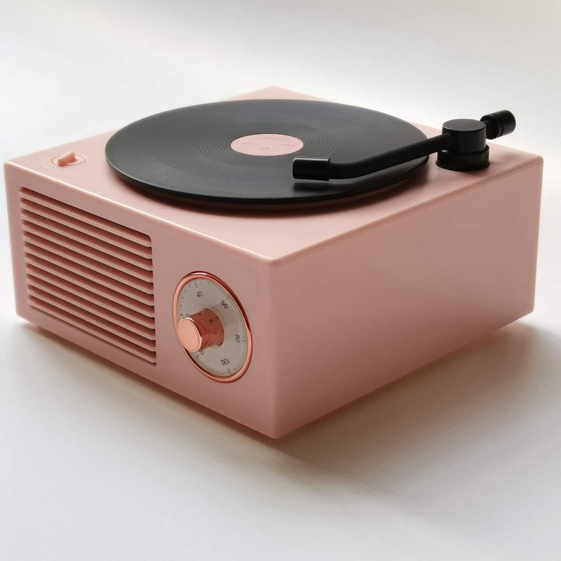 Vinyl Record Player Style Bluetooth Speaker Old Fashioned Classic Style Pink Cute Look Gift for Girls Bass Enhancement Loud Volume Speaker by Wetocke - LeoForward Australia