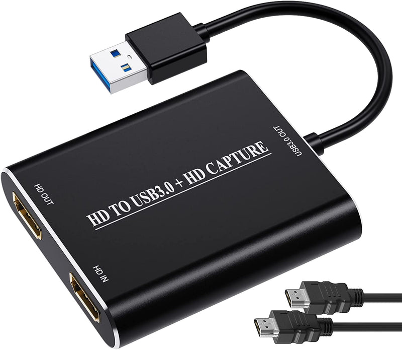  [AUSTRALIA] - HDMI Video Capture to USB 3.0, Game Capture Card Switch, 4K Capture Card for Streaming, Record in 1080P60FPS with Ultra-Low Latency on PS4 PS5 Xbox Camcorder OBS, PC Mac Linux Windows Compatible BLACK