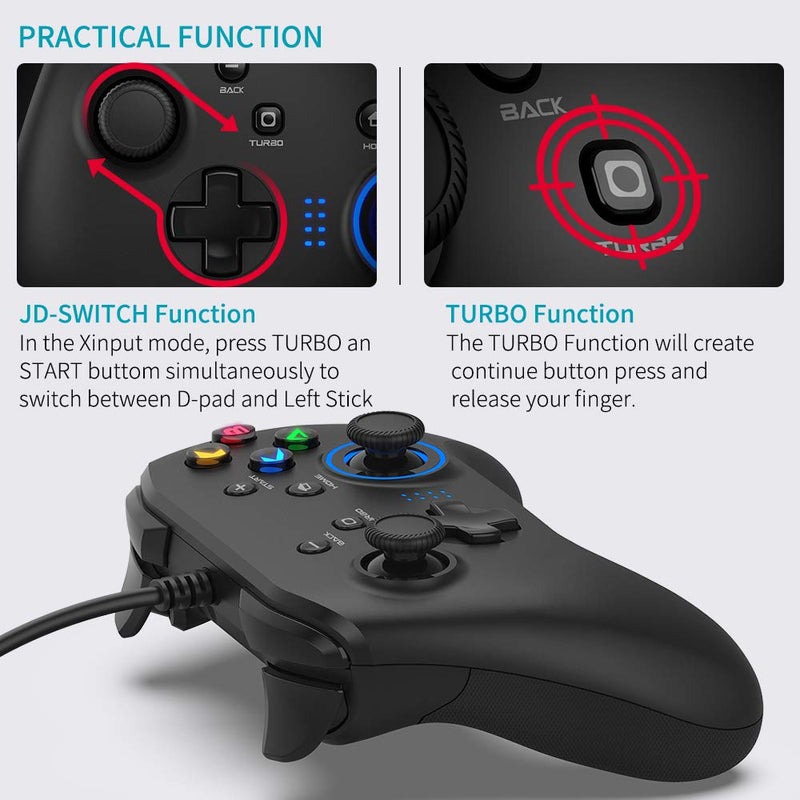  [AUSTRALIA] - Wired Gaming Controller, Joystick Gamepad with Dual-Vibration PC Game Controller Compatible with PS3, Switch, Windows 10/8/7 PC, Laptop, TV Box, Android Mobile Phones, 6.5 ft USB Cable