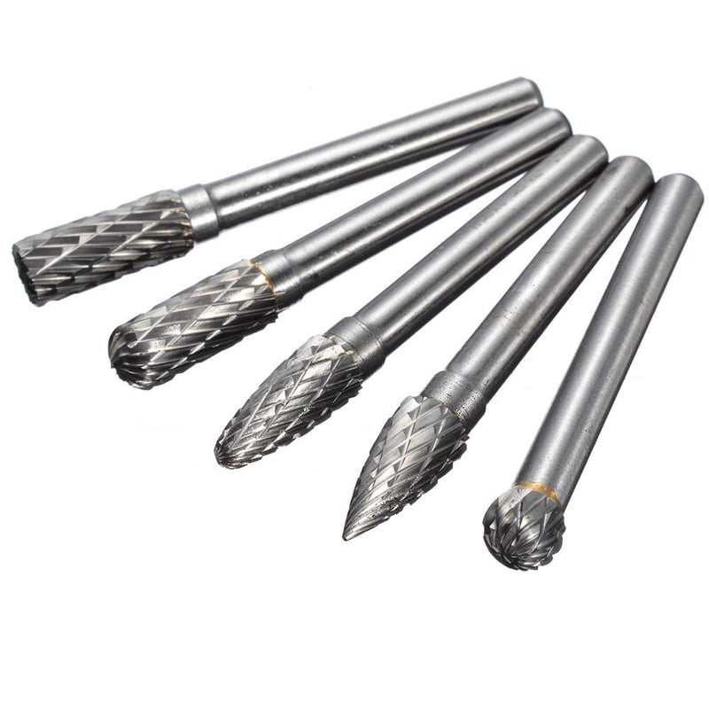 5 PCS Double Cut Tungsten Carbide Rotary Burrs 1/4"(6mm) Shank and 2/5"(10 mm) Head Size Die Grinder Bits for Drilling Polishing Carving Engraving by YEEZUGO - LeoForward Australia