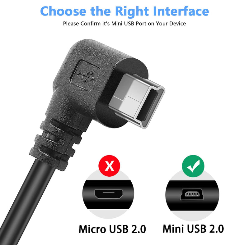  [AUSTRALIA] - PASOW Mini USB Charging Cable USB 2.0 A-Male to Mini-B Car Vehicle Power Charger Adapter Cord for Dash Cam Rearview Mirror Cam Backup Camera (11.5FT, Right Angle) 11.5FT