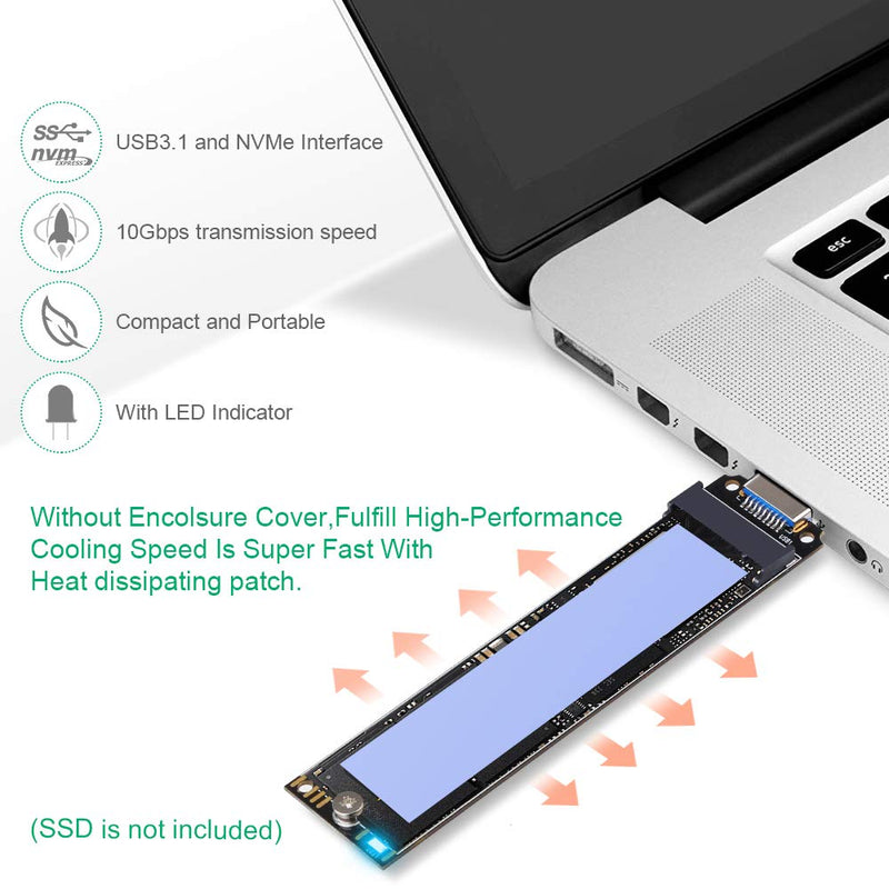 ZEXMTE M.2 NVME USB 3.1 Adapter M-Key M.2 PCIe to Hard Drive Converter Reader High Performance 10 Gbps USB 3.1 Gen 2 Bridge Chip Support 2230 2242 2260 2280 Size SSD - LeoForward Australia