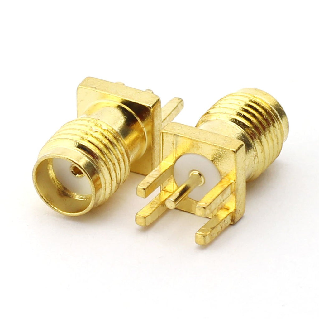  [AUSTRALIA] - Maxmoral 2PCS SMA Female PCB Panel Edge Mount Plug with 4 Pins Stand Straight Connector RF Coax Coaxial Adapter