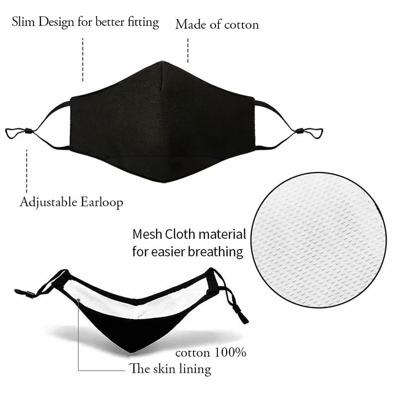3 Pcs Adult Unisex Reusable Washable Adjustable Face Protection with Filter Pocket and Nose Wire Black Breathable Cotton Dust Cloth with 10Pcs Replacement Carbon Filters for Man and Women 3+10Pcs - LeoForward Australia