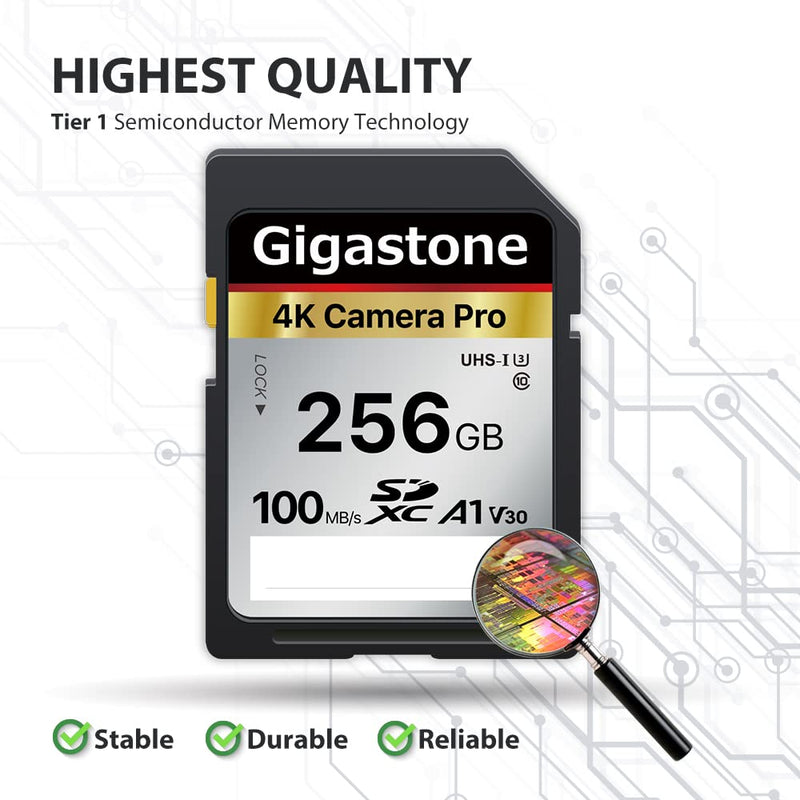  [AUSTRALIA] - Gigastone 256GB SD Card,4K Camera Pro, A1 V30 SDXC Memory Card High Speed 4K Ultra HD UHD Video Compatible with Canon Nikon Sony Pentax Kodak Olympus Panasonic Digital Camera, with 1 Mini case 4K Camera Pro 256GB 1-Pack