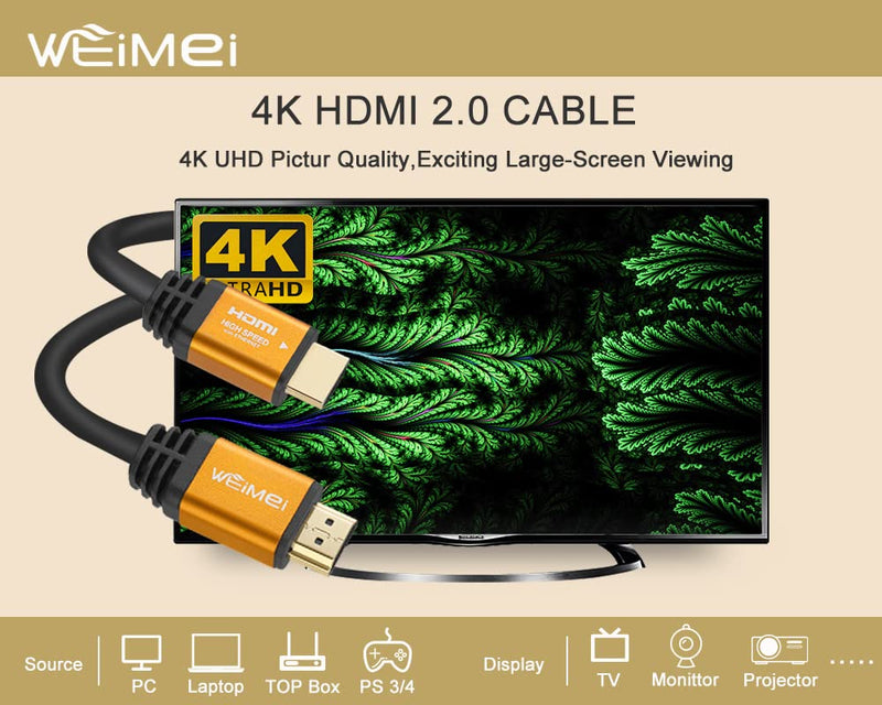  [AUSTRALIA] - WEIMEI 30 Feet 4K HDMI Cable 2.0 HDMI Cord 30ft Support 4K@60Hz UHD 2160P Ethernet 3D ARC with Gold-Plated Connector and Bare Copper Conductor (from 6ft to 100 ft for Choices)
