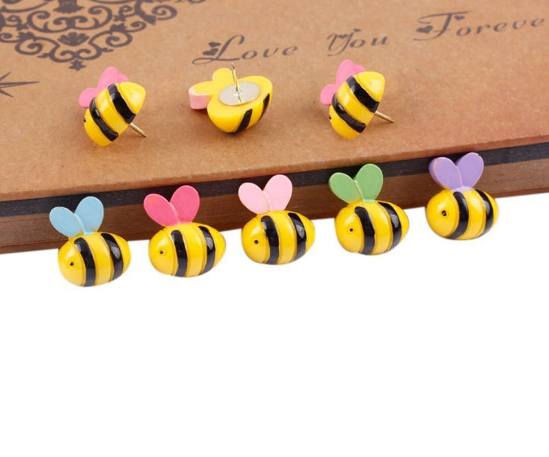  [AUSTRALIA] - Yalis 24 Pcs Decorative Thumbtacks Colorful Floret and Bees Pushpins for Feature Wall, Whiteboard, Corkboard, Photo Wall Daisies Roses and Bees