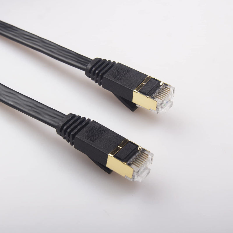  [AUSTRALIA] - REXUS Cat 7 Black Flat Shielded Ethernet Network Cable (15 FT), High Speed 10Gbps LAN Wires Internet Patch Cable with RJ45 Connector Faster Than Cat5/Cat5e/Cat6 (C7F50H) Cat7 - 16 FT