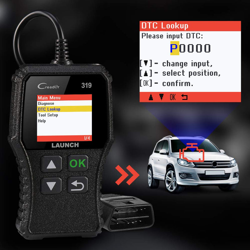 LAUNCH OBD2 Scanner CR319 Check Engine Code Reader with Full OBD2 Functions, Car Engine Fault Code Reader CAN Scan Tool, Supports Mode6 O2 Sensor and EVAP Systems with DTC Lookup - LeoForward Australia