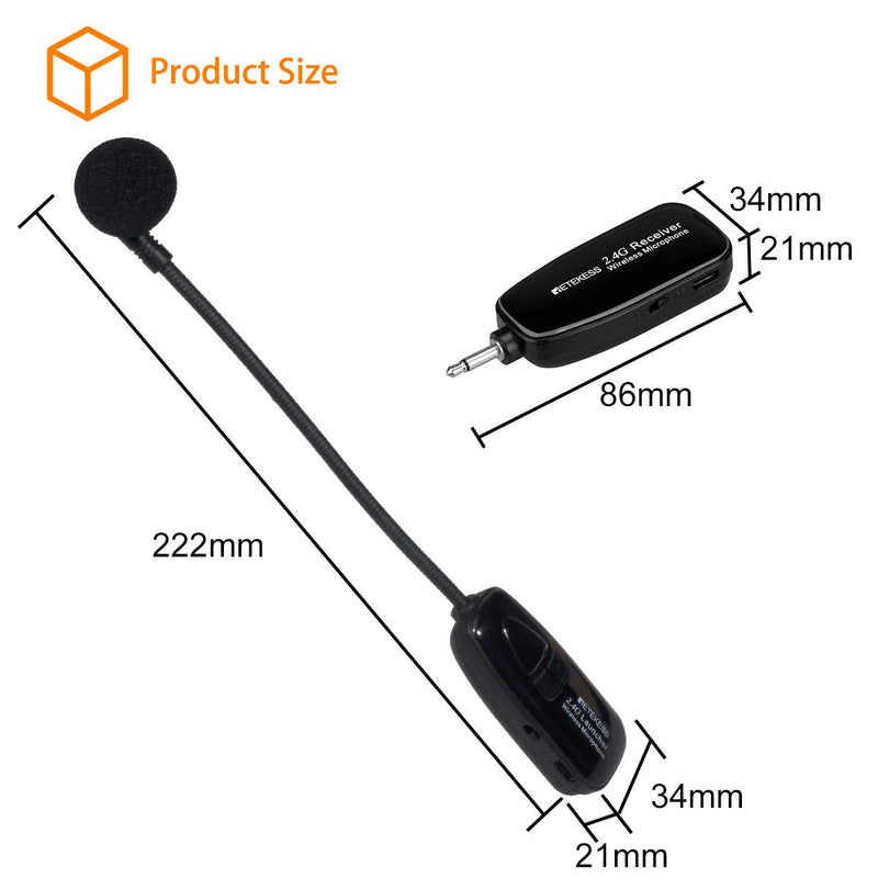  [AUSTRALIA] - Retekess TT123 Wireless Microphone Headset,2.4G Wireless Headset Mic System,164ft,Headset and Handheld 2 in 1,for Voice Amplifier,Window Speaker,PA System,Yoga Fitness(Incompatible Phone,Laptop)