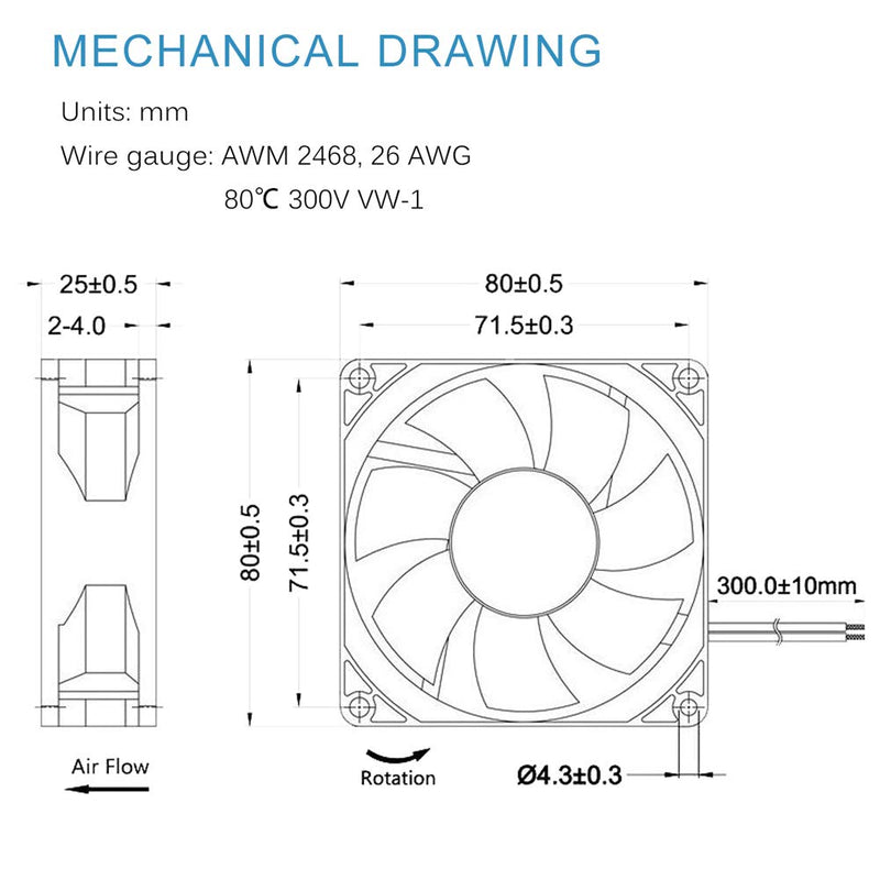  [AUSTRALIA] - GDSTIME 80mm x 80mm x 25mm 12V Brushless DC Cooling Fan 1 pack 80mm fan