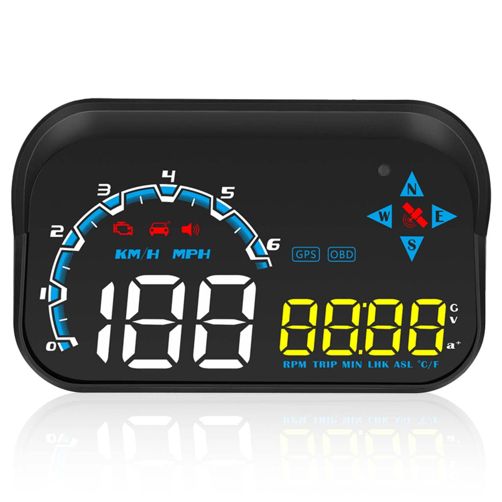  [AUSTRALIA] - ACECAR Head Up Display Car Universal Dual System 3.5 Inches HUD, Speedometer OBD2 GPS Interface, Speed MPH, Engine RPM, Compass, OverSpeed Warning, Altitude, Water Temperature, for All Vehicle M20