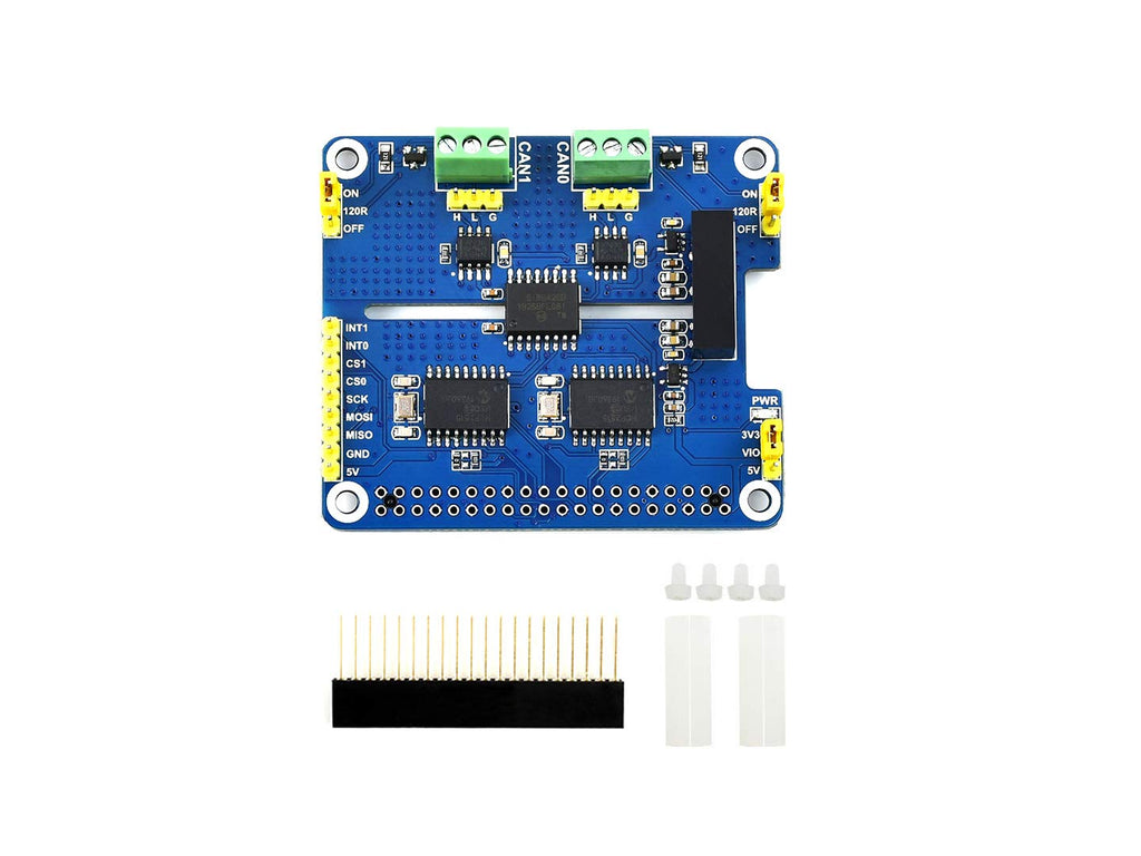  [AUSTRALIA] - Waveshare 2-Channel Isolated CAN Bus Expansion HAT for Raspberry Pi with MCP2515 + SN65HVD230 Dual Chips Solution and Multi Onboard Protection Circuits