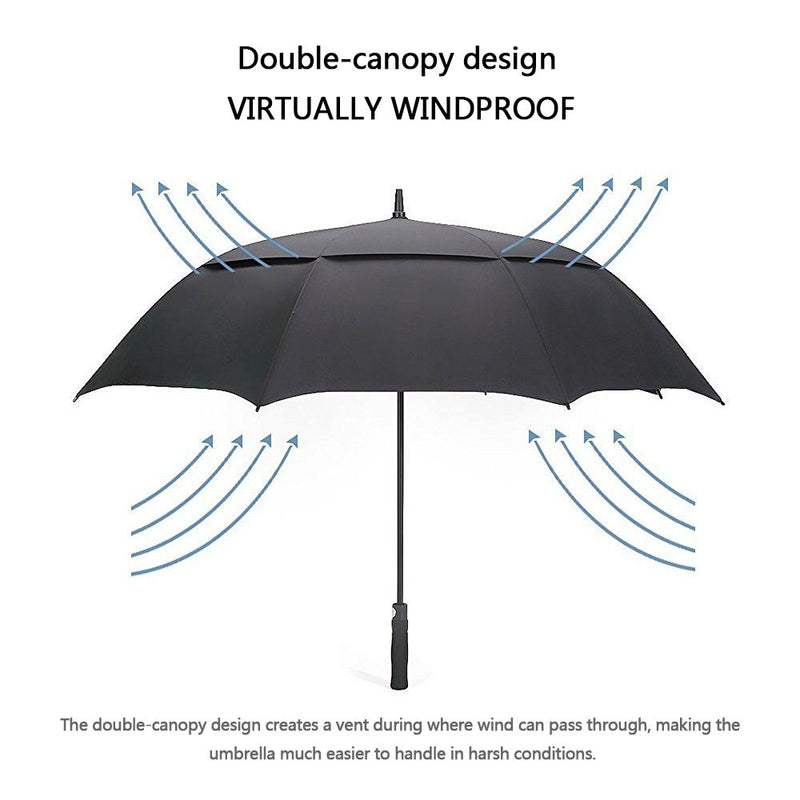 G4Free 54/62/68 Inch Automatic Open Golf Umbrella Extra Large Oversize Double Canopy Vented Windproof Waterproof Stick Umbrellas Black 54 inch - LeoForward Australia