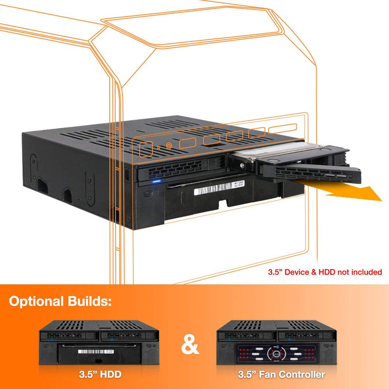 ICY DOCK Tool-Less 2 x 2.5 SAS/SATA HDD/SSD Mobile Rack +3.5" Slot for External 5.25" Bay - ExpressCage MB322SP-B 2 x 2.5" + 3.5" - LeoForward Australia