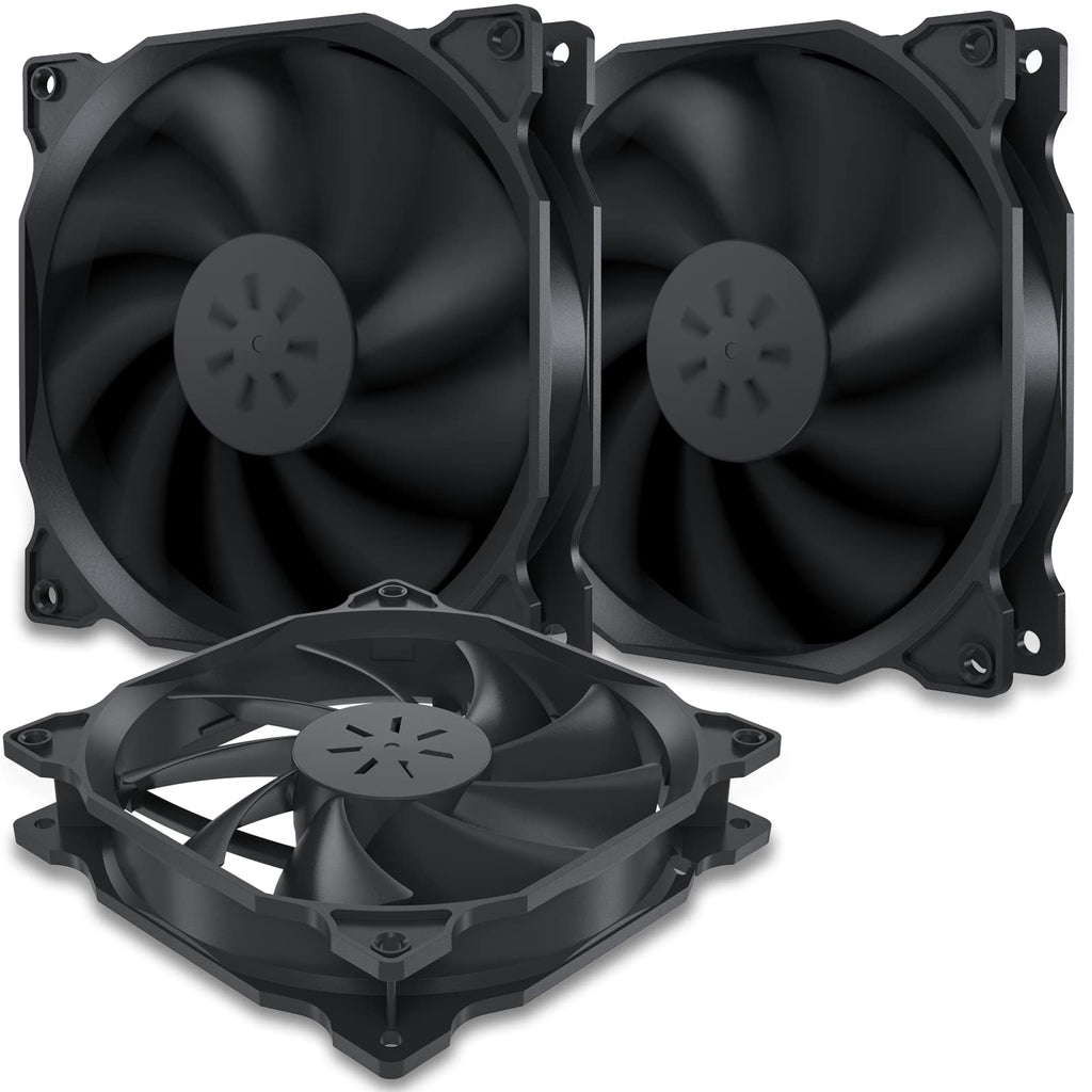  [AUSTRALIA] - uphere 3-Pack Long Life Computer Case Fan 120mm Cooling Case Fan for Computer Cases Cooling,12BK3-3 3PIN Black 3-Pack 12BK3