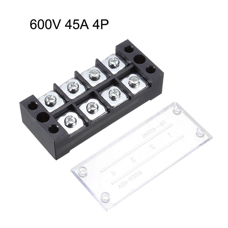  [AUSTRALIA] - uxcell Dual Rows 4 Positions 600V 45A Cable Barrier Block Terminal Strip TB-4504L