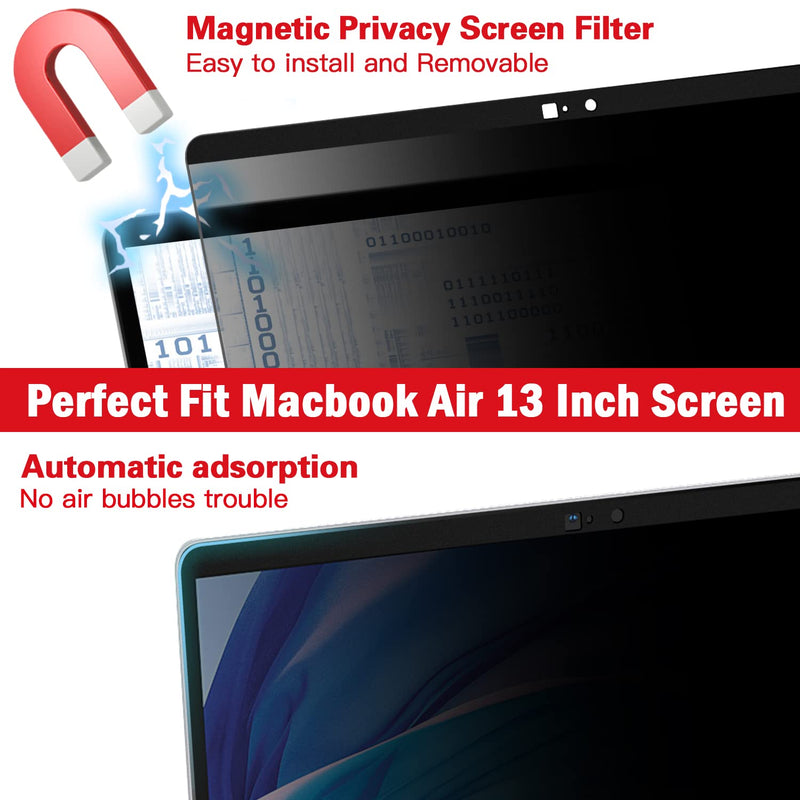  [AUSTRALIA] - ANTOGOO V Magnetic Privacy Screen Protector Filter for MacBook Air 13 inch (2018-2021) and MacBook Pro 13 inch (2016-2020),Removable Anti Glare Blue Light Privacy Screen Filter with Camera Cover Slide