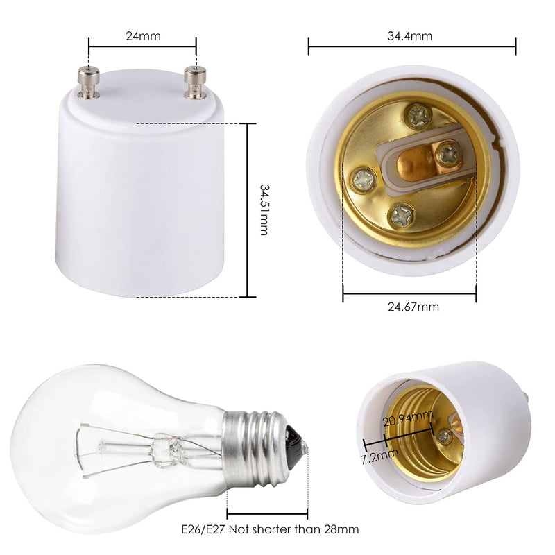  [AUSTRALIA] - Onite GU24 to E27 E26 Adapter for LED Bulb, GU24 to Medium Base Converts Your Pin Base Fixture to Standard Screw-in Lamp Socket 2 Pack