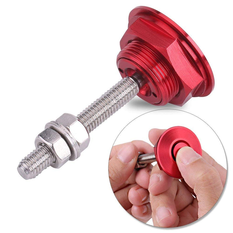  [AUSTRALIA] - ANJOSHI Pack of 2 Quick Release Latch Universal Push Button Low Profile Hood Pins Lock Car Lock Clip Kit 1.25" Quick Latch for Hood Bumper or DIY 2 - red