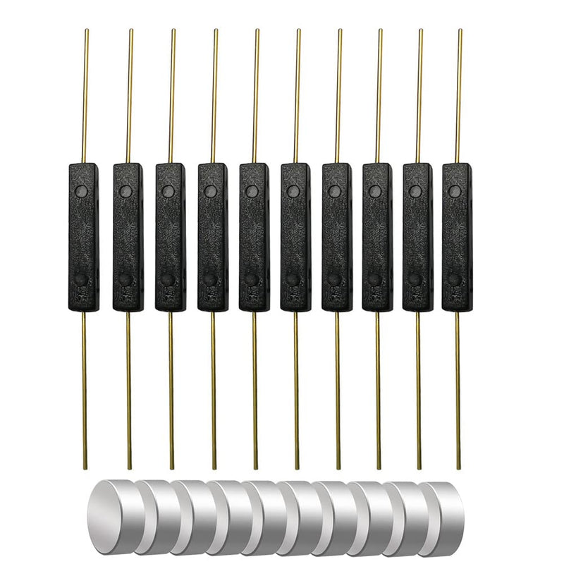  [AUSTRALIA] - Formed 10 pieces plastic reed switch, reed contact, magnet close - connect circuit, magnet away - break circuit, magnetic induction switch (3mm × 14mm) with 10 magnets Plastic reed contact+magnetic