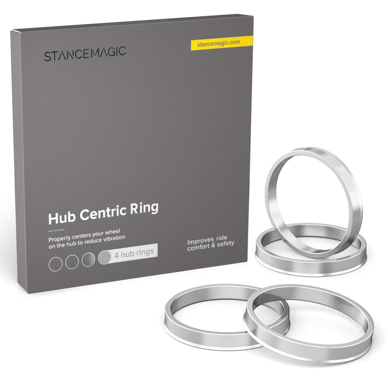 Hubcentric Rings (Pack of 4) - 66.1mm ID to 73.1mm OD - Silver Aluminum Hubrings Hub - Only Fits 66.1mm Vehicle Hub and 73.1mm Wheel Centerbore - Compatible with Nissan and Infiniti - LeoForward Australia
