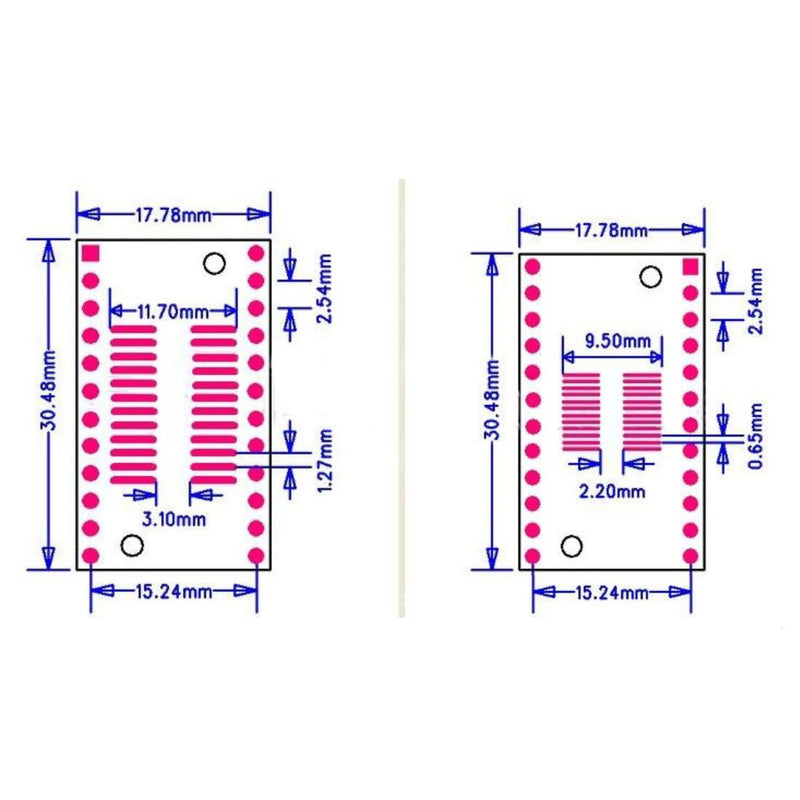  [AUSTRALIA] - uxcell 10PCS SOP 24PIN 1.27MM/SSOP 24PIN 0.65MM to DIP Adapter PCB Board SMD Converter