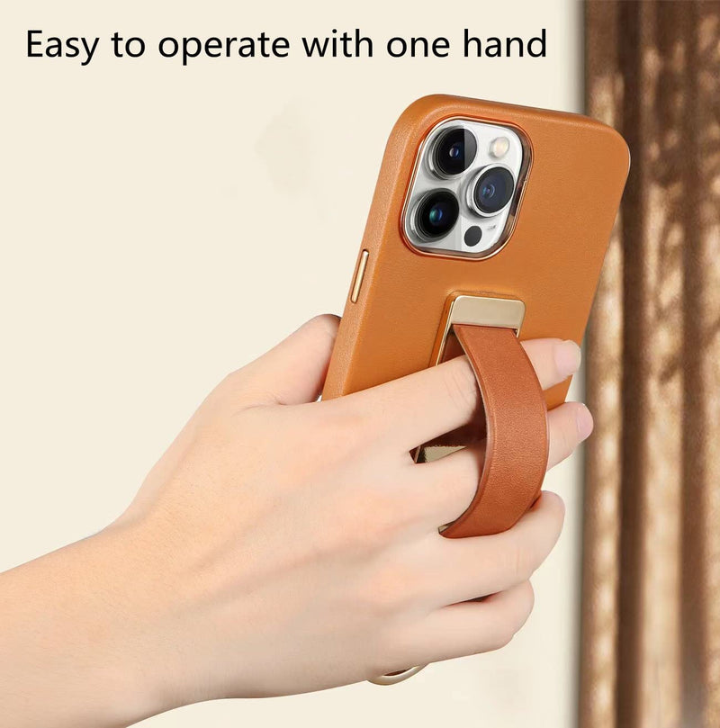  [AUSTRALIA] - Ankersaila Cell Phone Grip Strap and Stand,Telescopic Finger Strap Bracket,Finger Holer Hand Strap Adhesive Loop,New Finger Grip for Most Smartphones (Brown) Brown