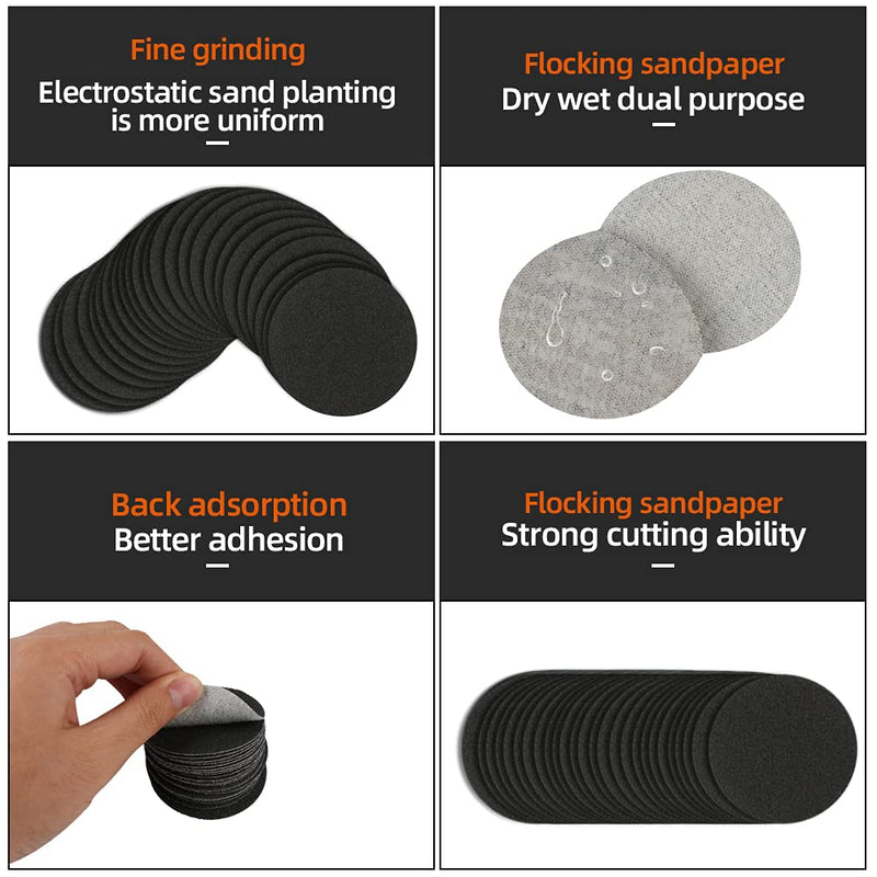  [AUSTRALIA] - YTkavq 100pcs 2 inch Sanding Disc Hook and Loop, 180 Grit Wet Dry Silicon Carbide Sandpaper 180#