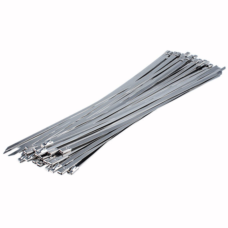  [AUSTRALIA] - Metal zip ties 12 inch, heavy duty 304 stainless steel zip cable ties with 200 lbs Tensile Strength, self-locking strap Ties (50 Pcs) 50 4.6 mm*300mm