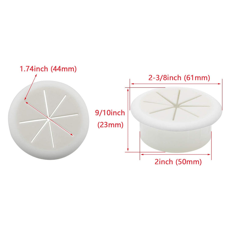  [AUSTRALIA] - HJ Garden 2PCS 2Inch (50mm) Desk Cord Grommets Wire Cable Hole Cover for Office PC Desk Cable Cord Cover White