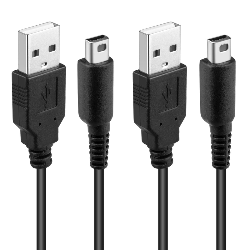  [AUSTRALIA] - Trenro 2 Pack 3DS Charger Cable, 2DS DSi USB Power Charging Cord Compatible with Nintendo New 3DS XL/New 3DS/ 3DS XL/ 3DS/ New 2DS XL/New 2DS/ 2DS XL/ 2DS/ DSi/DSi XL, 4ft, Black