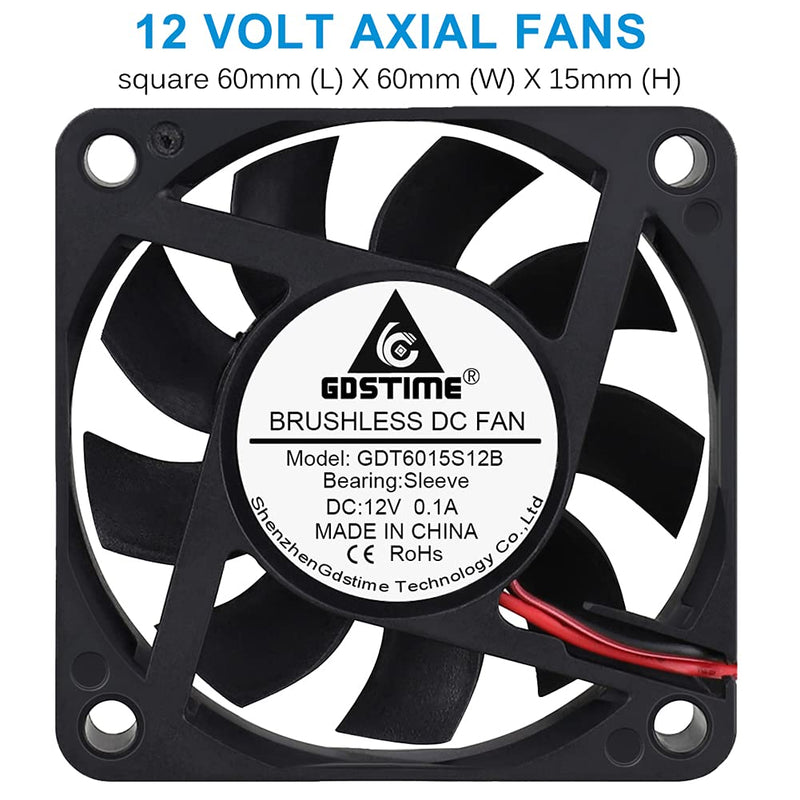  [AUSTRALIA] - GDSTIME 60mm x 60mm x 15mm 12v Brushless Dc Cooling Fan