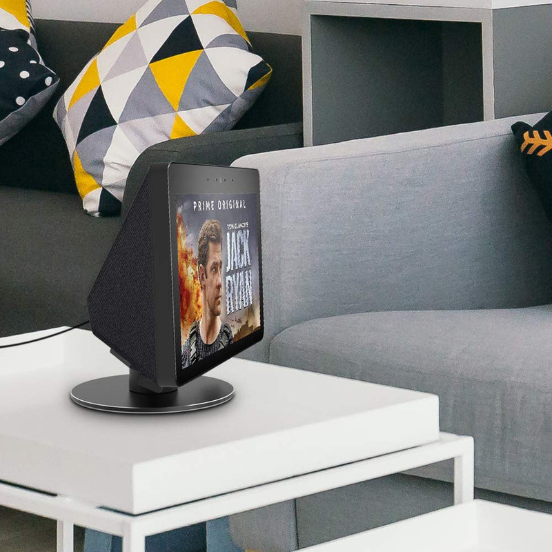  [AUSTRALIA] - ATOPHK Echo Show Stand Aluminum Swivel Stand for Amazon New Echo Show 2nd Gen Speaker Accessories Horizontal 360 Rotation Longitudinal Angle Change Base White(Rotation Shaft)+Silver ES007-02 White+Silver