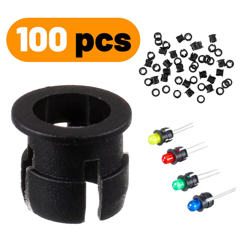  [AUSTRALIA] - BOJACK 100 Pieces Black Plastic 5mm LED Holder LED Bezel Holder Light Emitting Diode Holder LED Light Mounting Holders on Panel