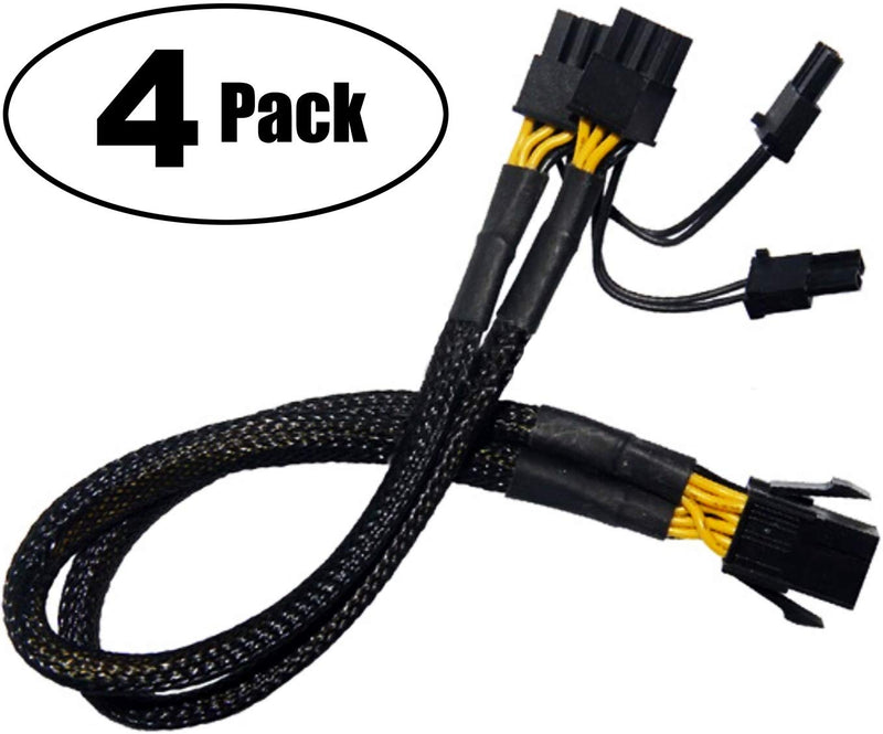 [AUSTRALIA] - PCI-e 6 Pin to Dual PCIe 8(6+2) Pin Graphics Card PCI Express Power Adapter GPU VGA Y-Splitter Extension Cable Video Card Sleeved Power Cable 9 inches 18 AWG (4 Pack) TeamProfitcom