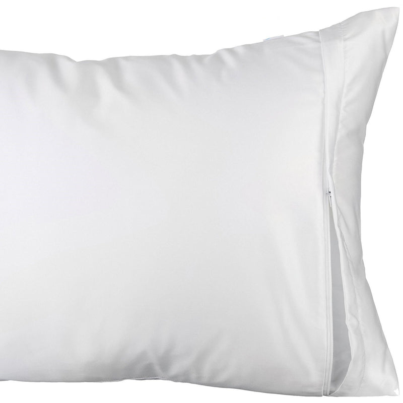  [AUSTRALIA] - White Classic Zippered Style Pillow case Cover - Luxury Hotel Collection 200 Thread Count, Soft Quiet Zippered Pillow Protectors, King Size, Set of 2