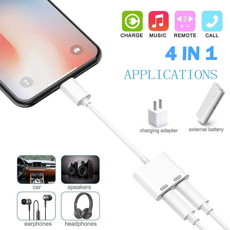  [AUSTRALIA] - rosyclo Apple MFi Certified iPhone Headphone Adapter Splitter, 2 in 1 Dual Lightning Converter Cable Dongle Music+Charge+Call+Volume Control,Compatible with iPhone 12/11/XS/XR/8/7,iPad