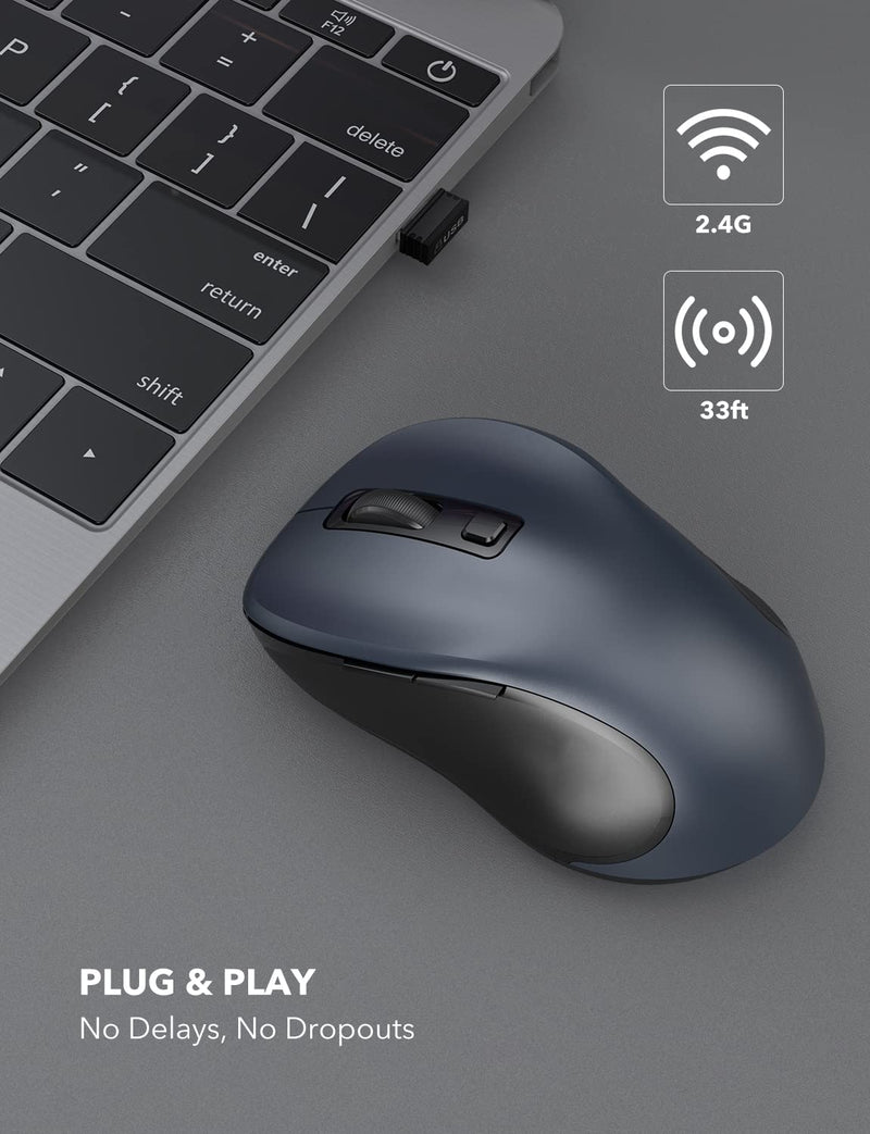  [AUSTRALIA] - Wireless Mouse for Laptop, Trueque 2.4G Ergonomic Computer Mouse with 3 Adjustable DPI Levels, Page Up & Down Buttons, USB Mouse for Chromebook, PC, Desktop, Notebook, MacBook (Grey) Grey